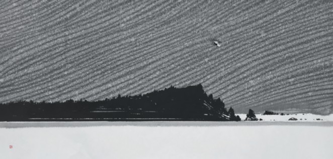 수묵감성-밤하늘을 날다 Ⅱ 72 ×140cm 화선지에 수묵 2020