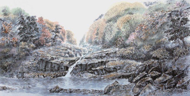 지리산 추계 70x135cm 지본채묵