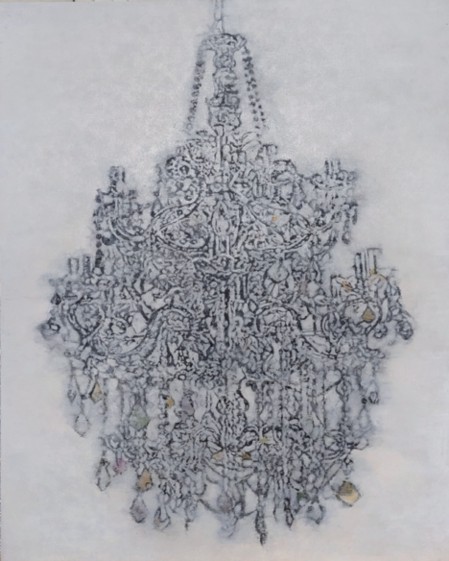 CandellaDrawing #3 91x73cm K_ink, color, glass micro spheres on canvas 2023